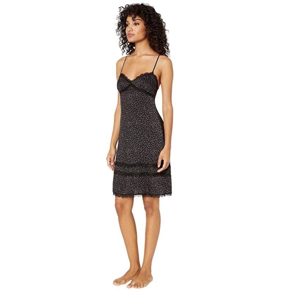 Kiki De Montparnasse Women's Stretch Silk Print Slip Dress - Black Red - Size 6 - Picture 3 of 4